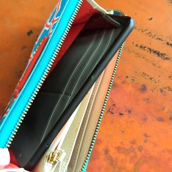 Kate Spade Turquoise Flame New York Moroccan Market Zip Around Wallet ♥️ NWOT - Picture 14 of 17